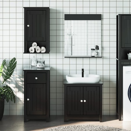 Set Mobili da Bagno 4 pz BERG Nero in Legno Massello di Pino