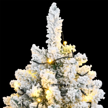 Albero Natale Artificiale Cerniera 300 LED Neve Floccata 180 cm