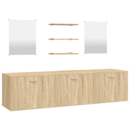 Set Mobili da Bagno 6 pz Rovere in Legno Multistrato