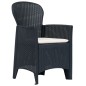Set da Pranzo da Giardino 5 pz Plastica Stile Rattan Antracite Set da Pranzo da Giardino 5 pz Plastica Stile Rattan Antracite