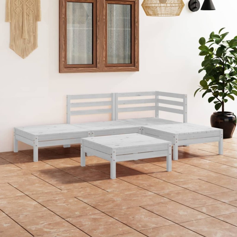Set Divani da Giardino 5 pz in Legno Massello di Pino Bianco Set Divani da Giardino 5 pz in Legno Massello di Pino Bianco