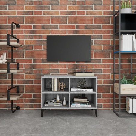 Mobile TV con Gambe in Metallo Grigio Sonoma 69,5x30x50 cm