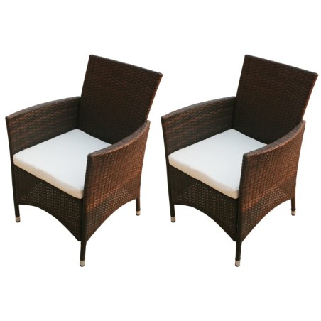 Sedie da Giardino 2 pz in Polyrattan Marrone