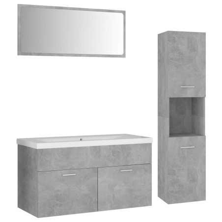 Set Mobili da Bagno Grigio Cemento in Truciolato