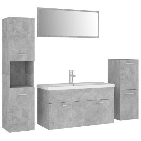 Set Mobili da Bagno Grigio Cemento in Truciolato