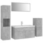 Set Mobili da Bagno Grigio Cemento in Truciolato Set Mobili da Bagno Grigio Cemento in Truciolato