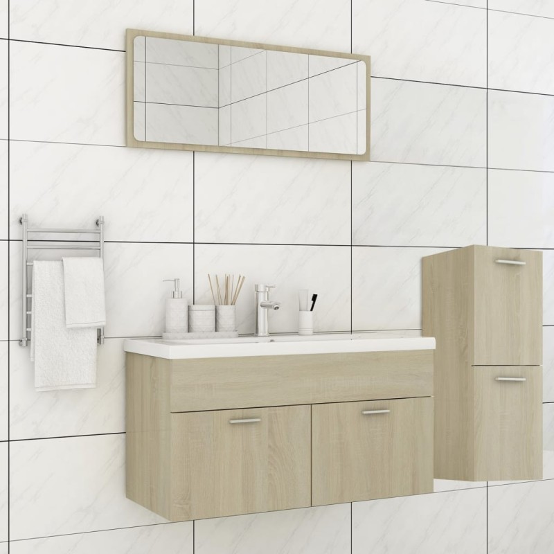 Set Mobili da Bagno Rovere Sonoma in Truciolato