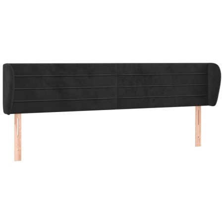 Testiera ad Orecchio Nera 183x23x78/88 cm in Velluto