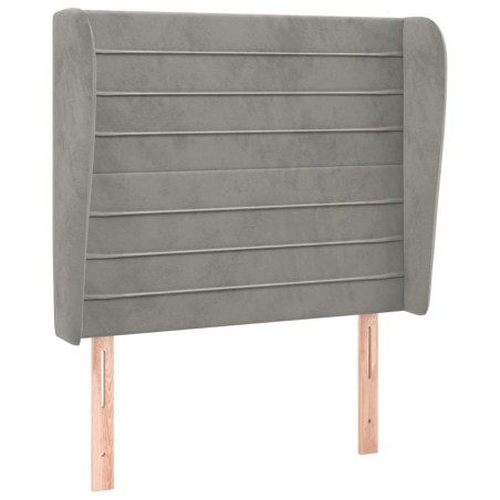 Testiera ad Orecchio Grigio Chiaro 103x23x118/128 cm in Velluto