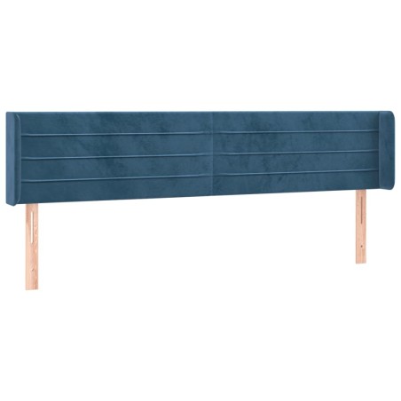 Testiera ad Orecchio Blu Scuro 203x16x78/88 cm in Velluto