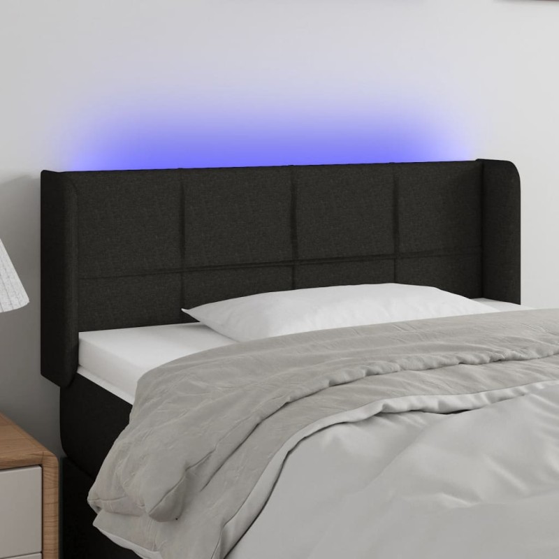 Testiera a LED Nera 83x16x78/88 cm in Tessuto Testiera a LED Nera 83x16x78/88 cm in Tessuto