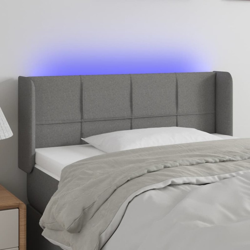 Testiera a LED Grigio Scuro 93x16x78/88 cm in Tessuto Testiera a LED Grigio Scuro 93x16x78/88 cm in Tessuto