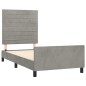 Giroletto con Testiera Grigio Chiaro 90x190 cm in Velluto Giroletto con Testiera Grigio Chiaro 90x190 cm in Velluto