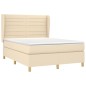 Giroletto a Molle con Materasso Crema 140x19 cm in Tessuto