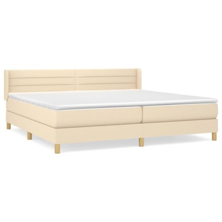 Giroletto a Molle con Materasso Crema 200x200 cm in Tessuto