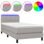 Letto a Molle Materasso e LED Grigio Chiaro 80x200 cm Tessuto Letto a Molle Materasso e LED Grigio Chiaro 80x200 cm Tessuto