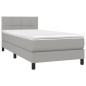 Letto a Molle Materasso e LED Grigio Chiaro 80x200 cm Tessuto Letto a Molle Materasso e LED Grigio Chiaro 80x200 cm Tessuto