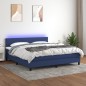 Letto a Molle con Materasso e LED Blu 180x200 cm in Tessuto Letto a Molle con Materasso e LED Blu 180x200 cm in Tessuto