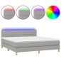 Letto a Molle Materasso e LED Grigio Chiaro 180x200 cm Tessuto Letto a Molle Materasso e LED Grigio Chiaro 180x200 cm Tessuto