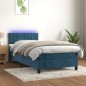 Letto a Molle con Materasso e LED Blu Scuro 90x200cm in Velluto Letto a Molle con Materasso e LED Blu Scuro 90x200cm in Velluto