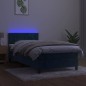 Letto a Molle con Materasso e LED Blu Scuro 90x200cm in Velluto Letto a Molle con Materasso e LED Blu Scuro 90x200cm in Velluto