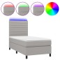 Letto a Molle Materasso e LED Grigio Chiaro 100x200 cm Tessuto Letto a Molle Materasso e LED Grigio Chiaro 100x200 cm Tessuto