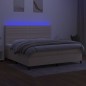 Letto a Molle Materasso e LED bianco 200x200cm in Tessuto