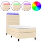 Letto a Molle con Materasso e LED Crema 100x200cm in Tessuto Letto a Molle con Materasso e LED Crema 100x200cm in Tessuto
