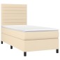 Letto a Molle con Materasso e LED Crema 100x200cm in Tessuto Letto a Molle con Materasso e LED Crema 100x200cm in Tessuto