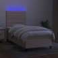 Letto a Molle con Materasso e LED Crema 100x200cm in Tessuto Letto a Molle con Materasso e LED Crema 100x200cm in Tessuto