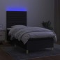 Letto a Molle con Materasso e LED Nero 90x190 cm in Tessuto