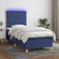 Letto a Molle con Materasso e LED Blu 90x200 cm in Tessuto Letto a Molle con Materasso e LED Blu 90x200 cm in Tessuto
