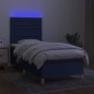 Letto a Molle con Materasso e LED Blu 90x200 cm in Tessuto Letto a Molle con Materasso e LED Blu 90x200 cm in Tessuto