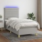 Letto a Molle Materasso e LED Grigio Chiaro 100x200 cm Tessuto Letto a Molle Materasso e LED Grigio Chiaro 100x200 cm Tessuto