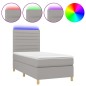 Letto a Molle Materasso e LED Grigio Chiaro 100x200 cm Tessuto Letto a Molle Materasso e LED Grigio Chiaro 100x200 cm Tessuto