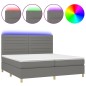 Letto a Molle Materasso e LED Grigio Scuro 200x200cm in Tessuto Letto a Molle Materasso e LED Grigio Scuro 200x200cm in Tessuto