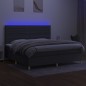Letto a Molle Materasso e LED Grigio Scuro 200x200cm in Tessuto Letto a Molle Materasso e LED Grigio Scuro 200x200cm in Tessuto