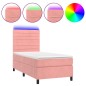 Letto a Molle con Materasso e LED Rosa 90x190 cm in Velluto Letto a Molle con Materasso e LED Rosa 90x190 cm in Velluto