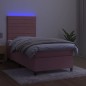 Letto a Molle con Materasso e LED Rosa 90x190 cm in Velluto Letto a Molle con Materasso e LED Rosa 90x190 cm in Velluto