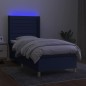 Letto a Molle con Materasso e LED Blu 90x200 cm in Tessuto Letto a Molle con Materasso e LED Blu 90x200 cm in Tessuto