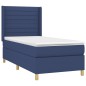 Letto a Molle con Materasso e LED Blu 90x200 cm in Tessuto Letto a Molle con Materasso e LED Blu 90x200 cm in Tessuto