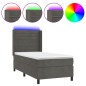 Letto a Molle con Materasso e LED Grigio Scuro 90x190cm Velluto Letto a Molle con Materasso e LED Grigio Scuro 90x190cm Velluto