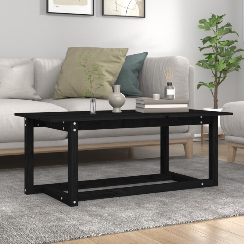 Tavolino da Salotto Nero 110x55x45 cm Legno Massello di Pino Tavolino da Salotto Nero 110x55x45 cm Legno Massello di Pino