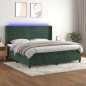 Letto a Molle con Materasso e LED Verde Scuro 200x200cm Velluto Letto a Molle con Materasso e LED Verde Scuro 200x200cm Velluto