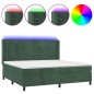 Letto a Molle con Materasso e LED Verde Scuro 200x200cm Velluto Letto a Molle con Materasso e LED Verde Scuro 200x200cm Velluto