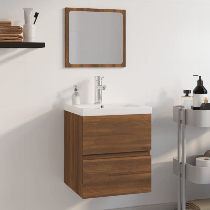 Set Mobili da Bagno Rovere Marrone in Legno Multistrato