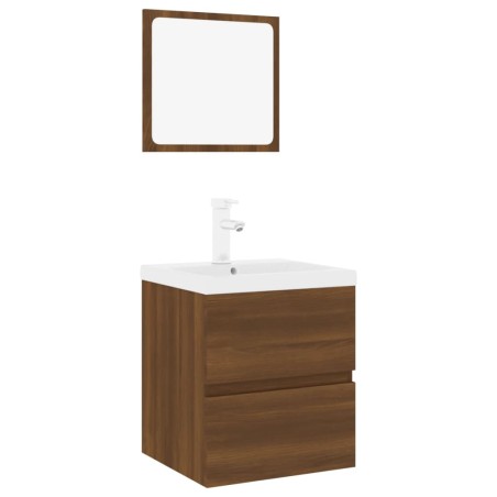 Set Mobili da Bagno Rovere Marrone in Legno Multistrato