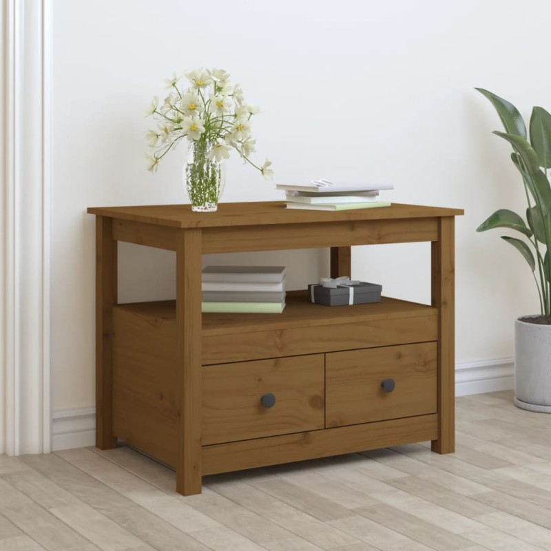 Tavolino da Salotto Miele 71x49x55 cm in Legno Massello di Pino Tavolino da Salotto Miele 71x49x55 cm in Legno Massello di Pino