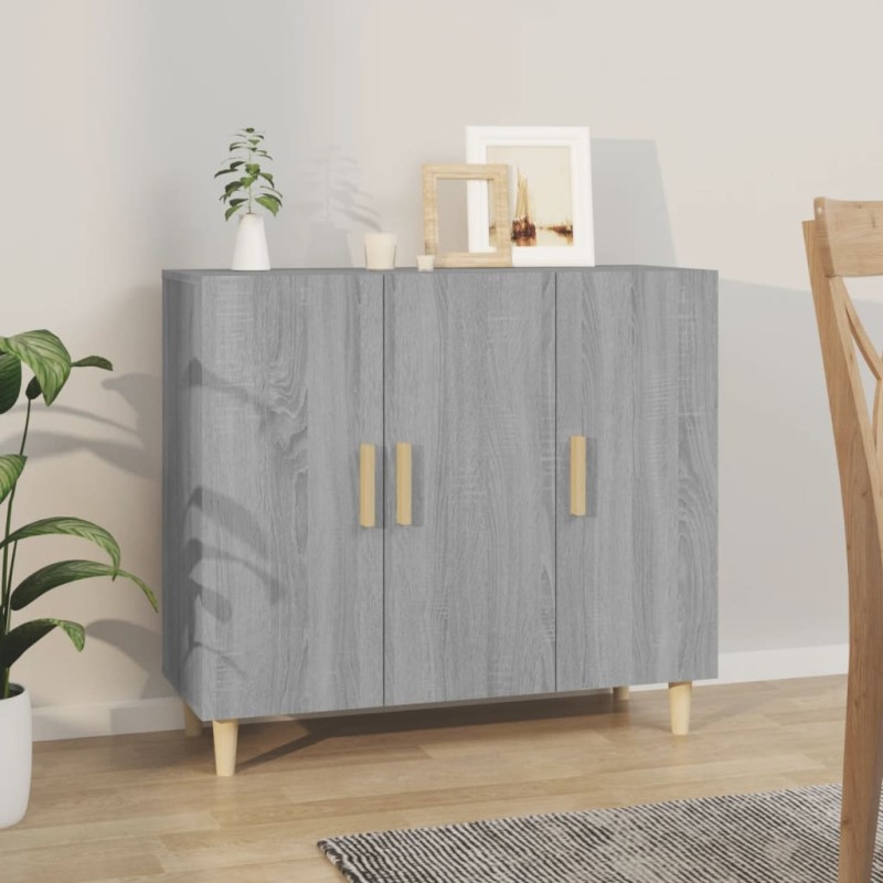 Credenza Grigio Sonoma 90x34x80 cm in Legno Multistrato Credenza Grigio Sonoma 90x34x80 cm in Legno Multistrato