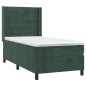 Letto a Molle con Materasso e LED Verde Scuro 100x200cm Velluto Letto a Molle con Materasso e LED Verde Scuro 100x200cm Velluto